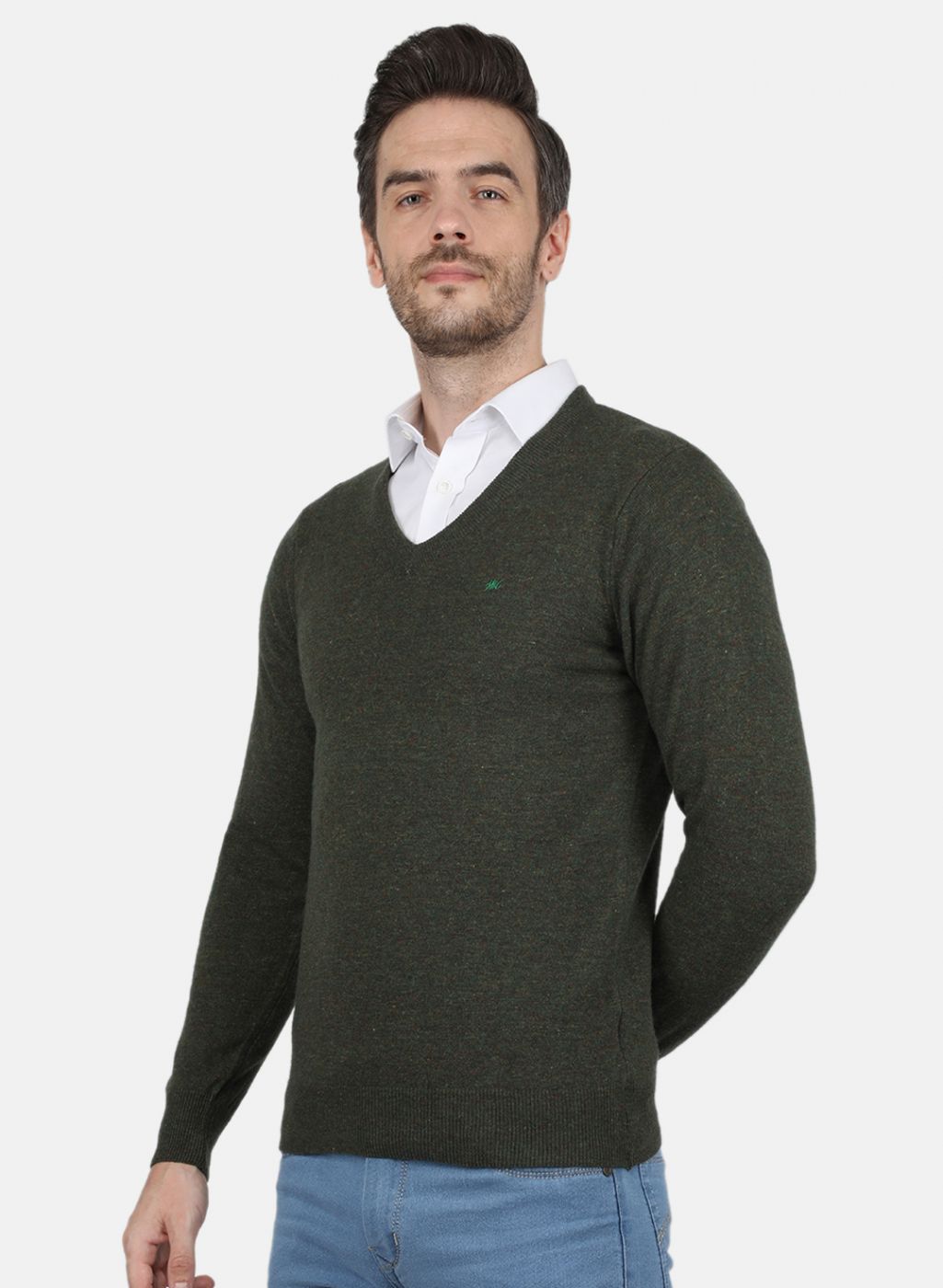 Men Green Solid Pullover