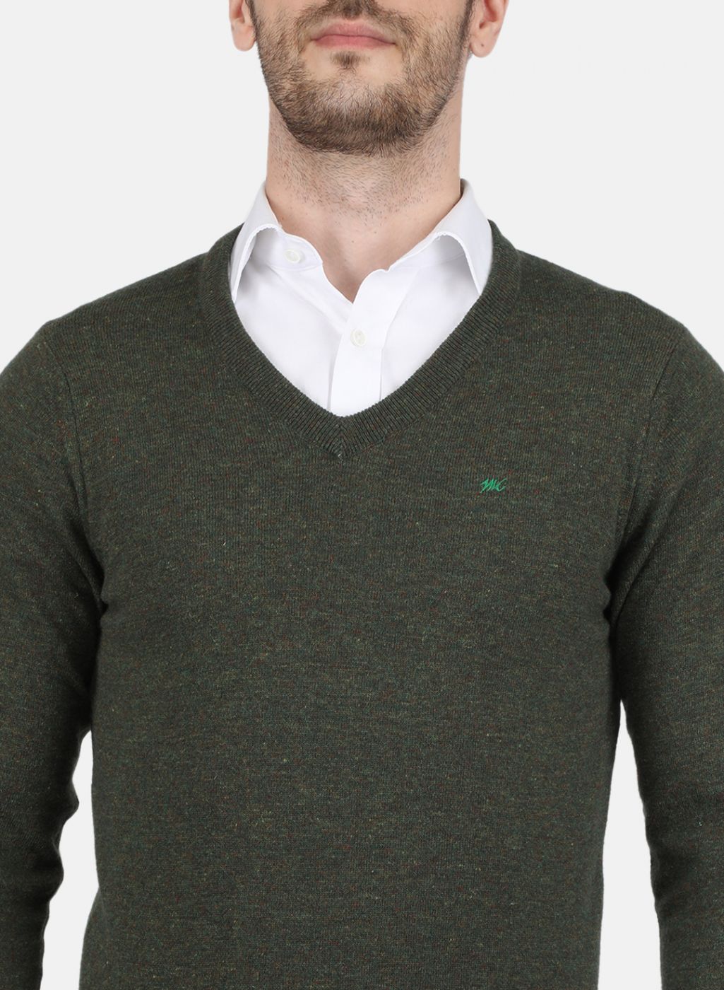 Men Green Solid Pullover