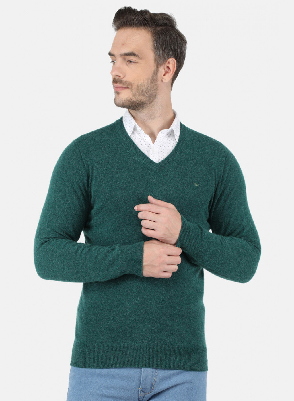 Men Green Solid Pullover