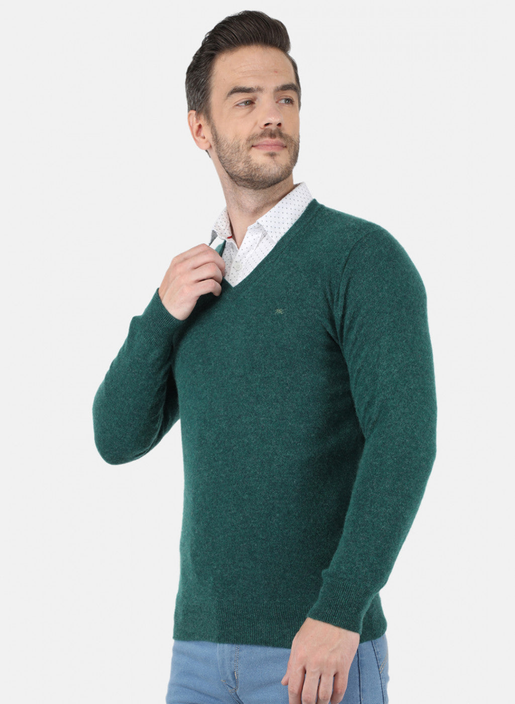 Men Green Solid Pullover