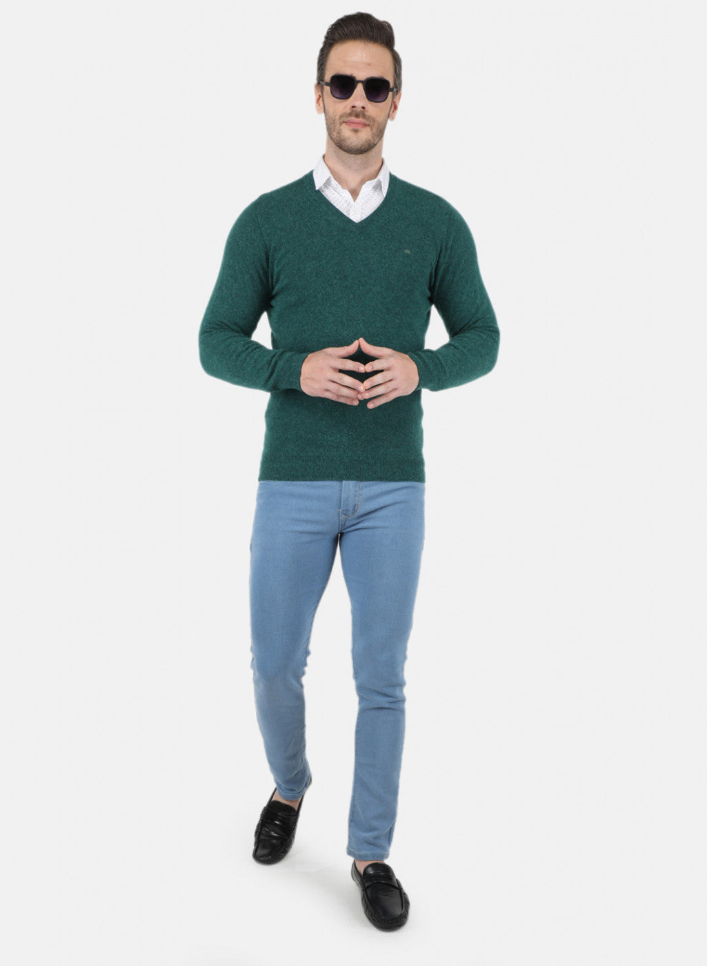 Men Green Solid Pullover