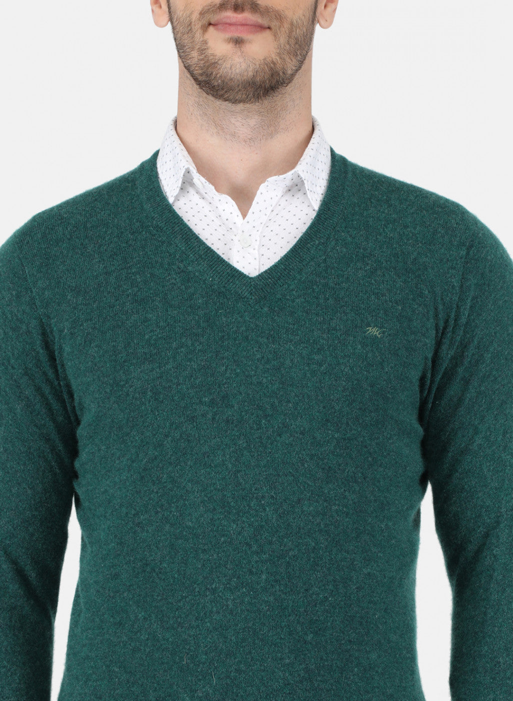 Men Green Solid Pullover