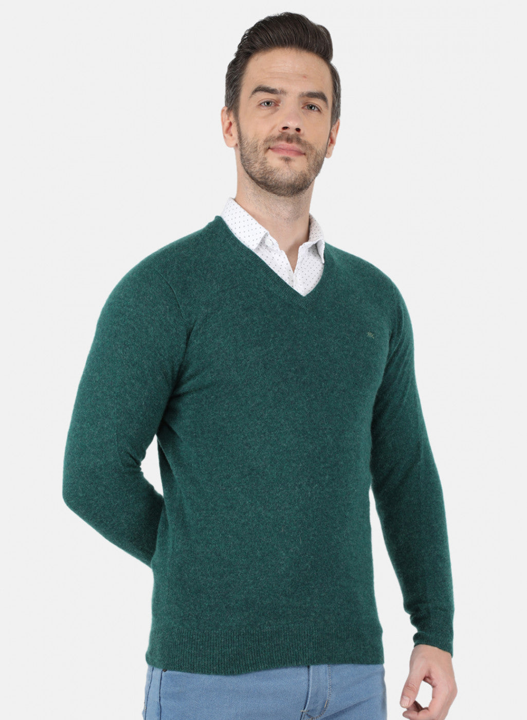 Men Green Solid Pullover