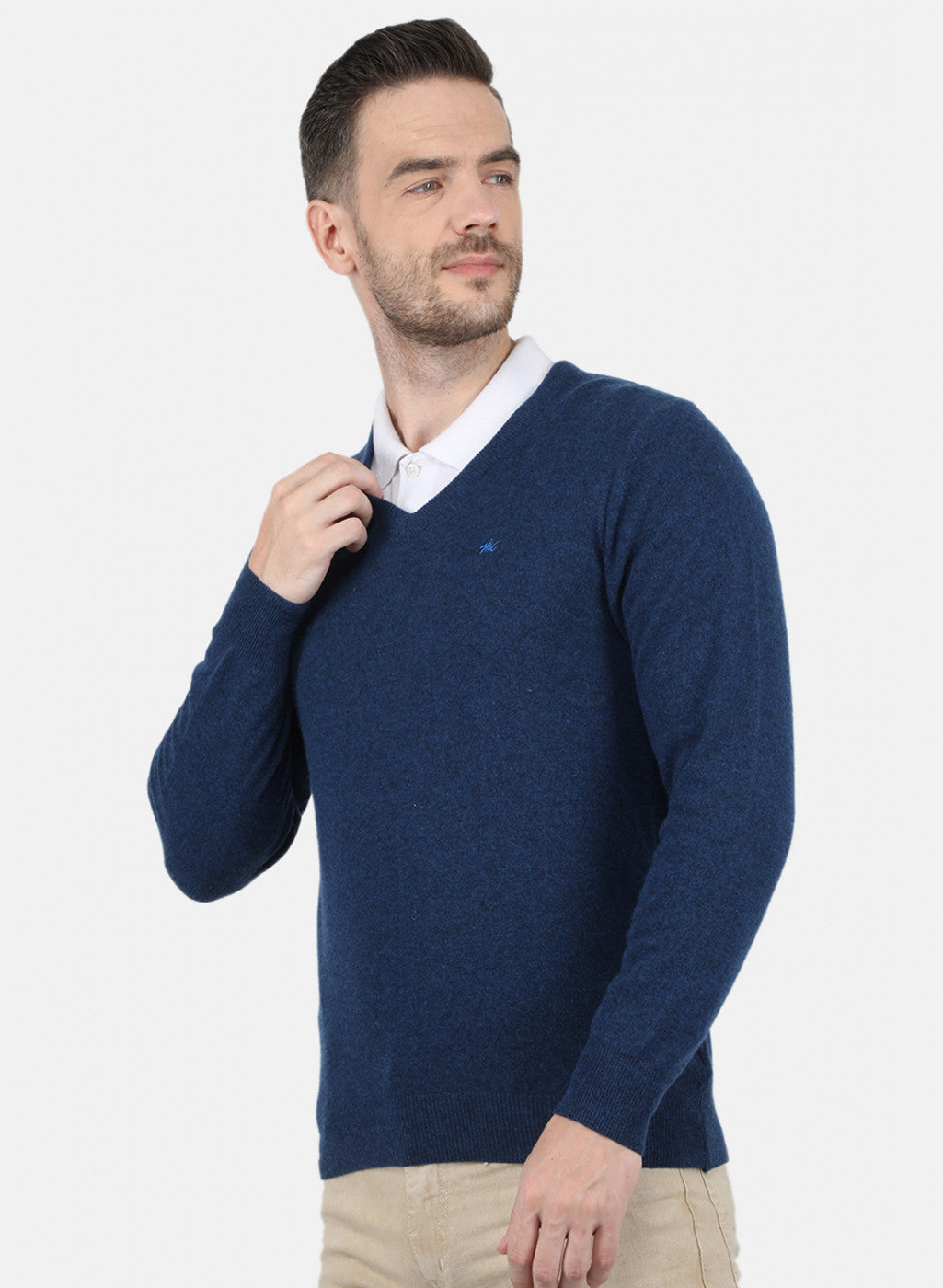 Men Blue Solid Pullover