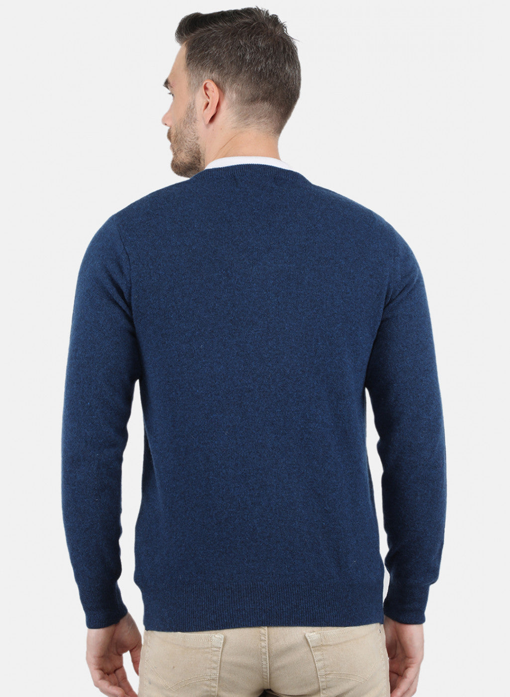 Men Blue Solid Pullover