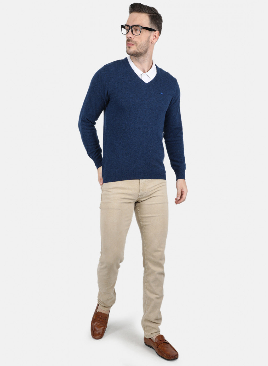 Men Blue Solid Pullover