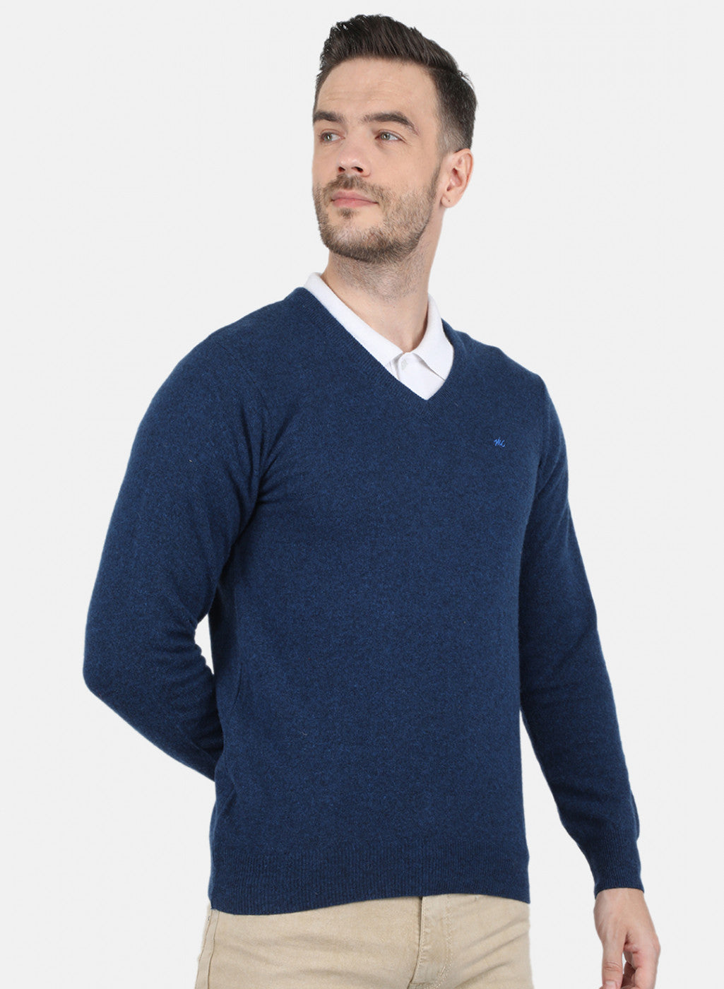 Men Blue Solid Pullover