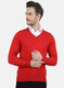 Men Red Solid Pullover