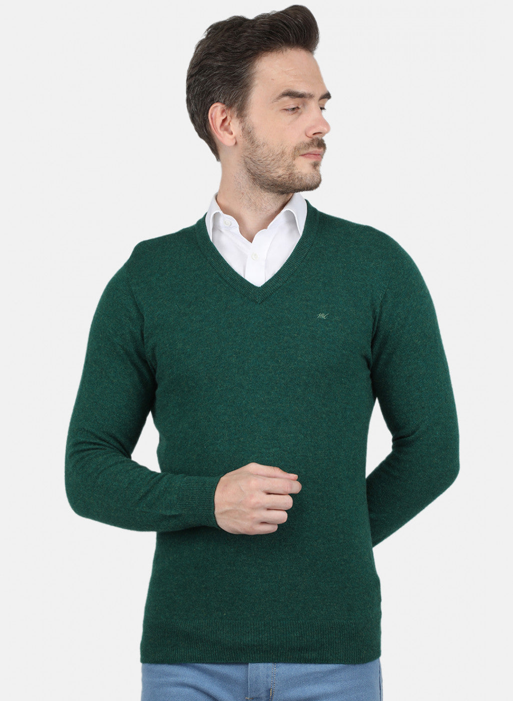 Men Green Solid Pullover