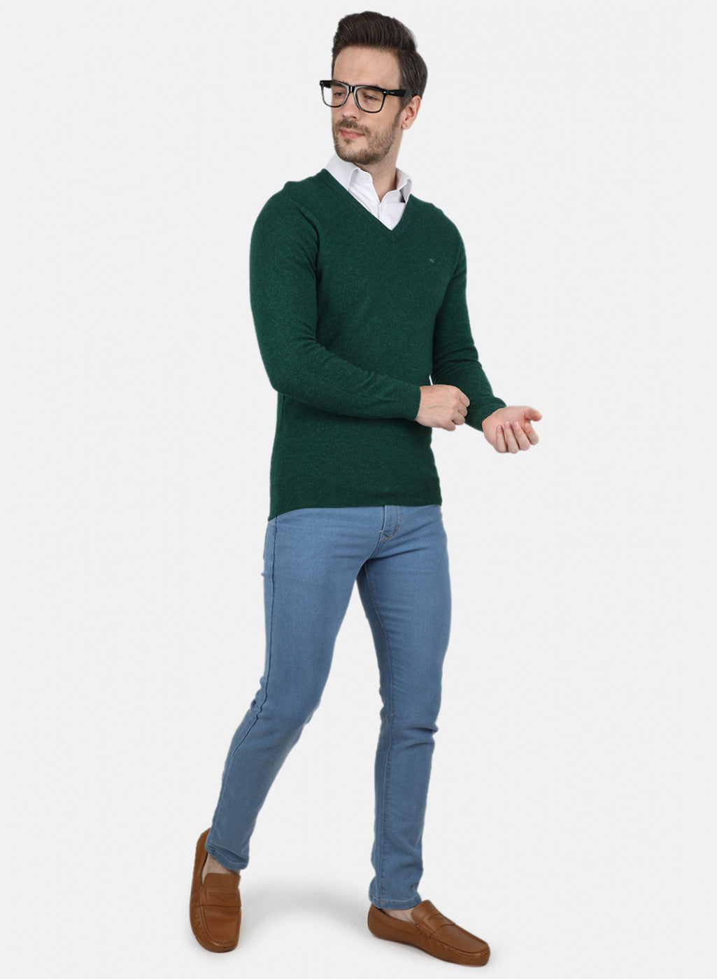 Men Green Solid Pullover