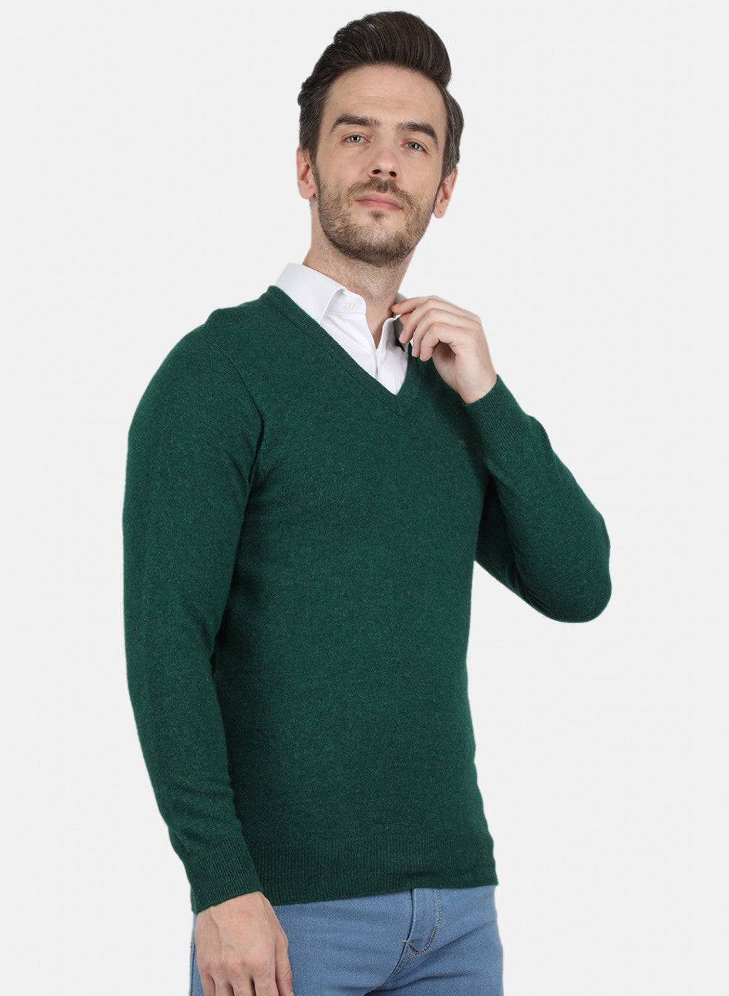 Men Green Solid Pullover