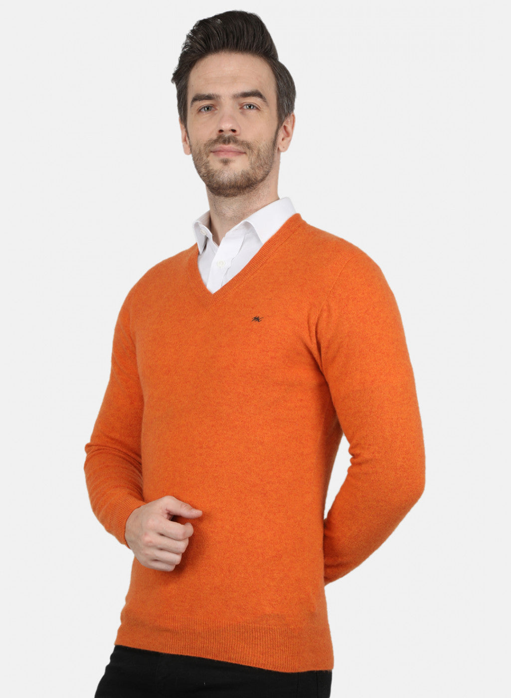 Men Orange Solid Pullover