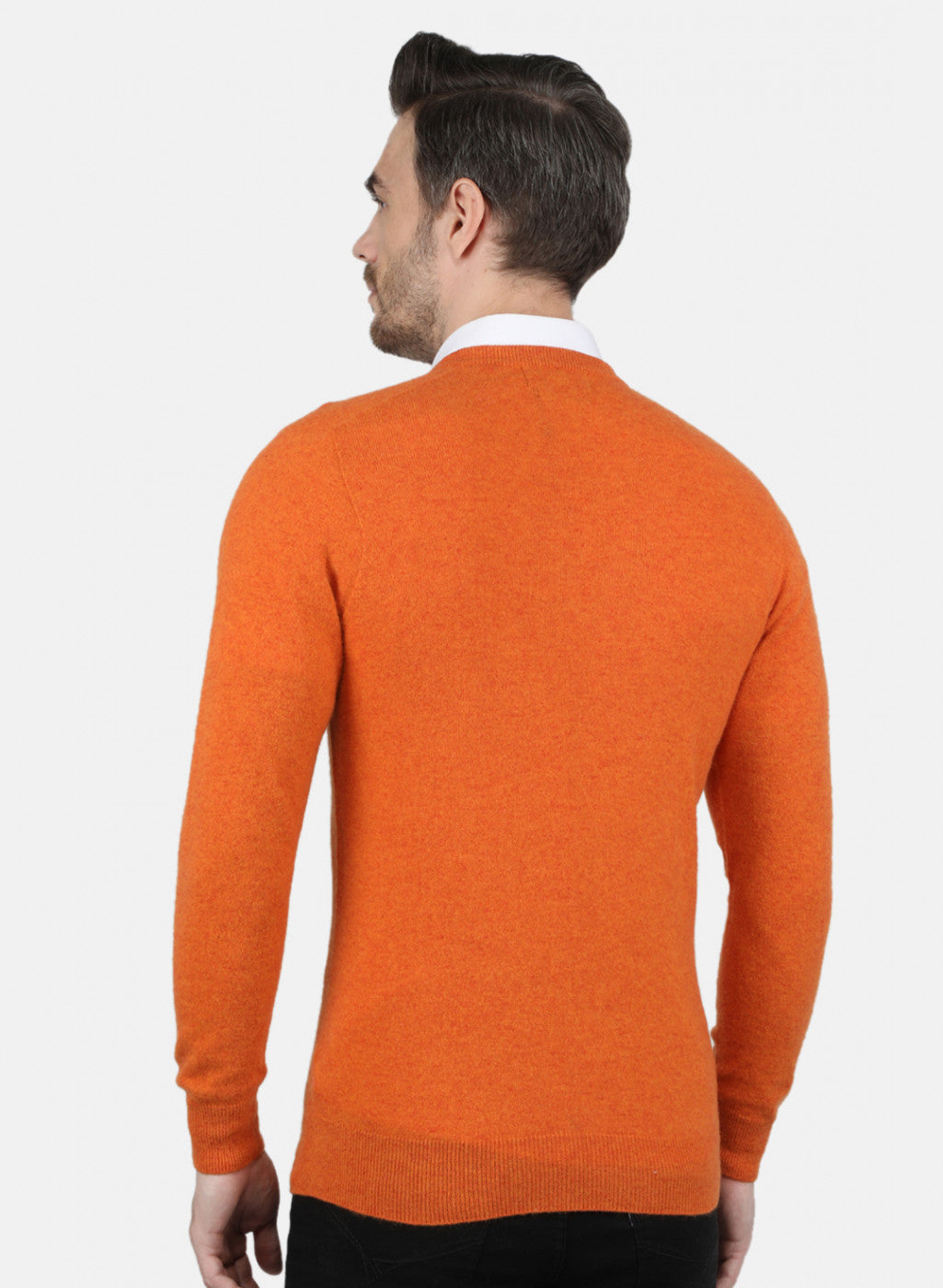 Men Orange Solid Pullover