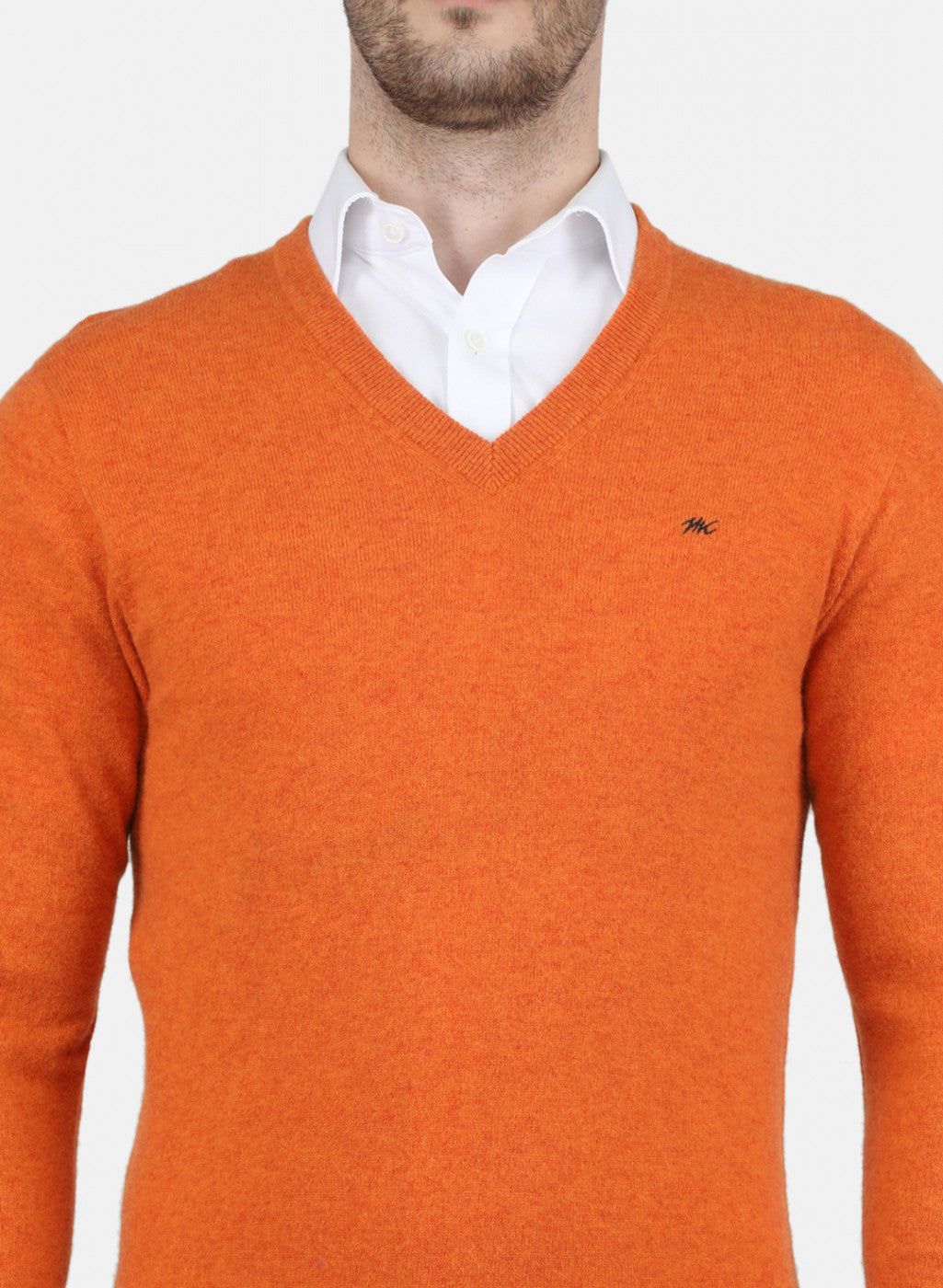 Men Orange Solid Pullover