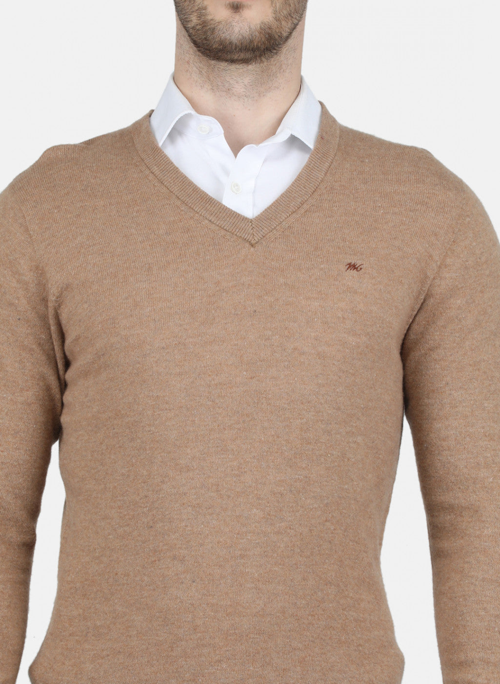 Men Beige Solid Pullover