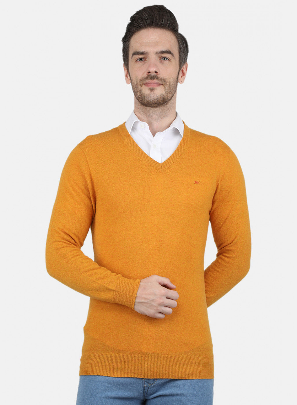 Men Yellow Solid Pullover