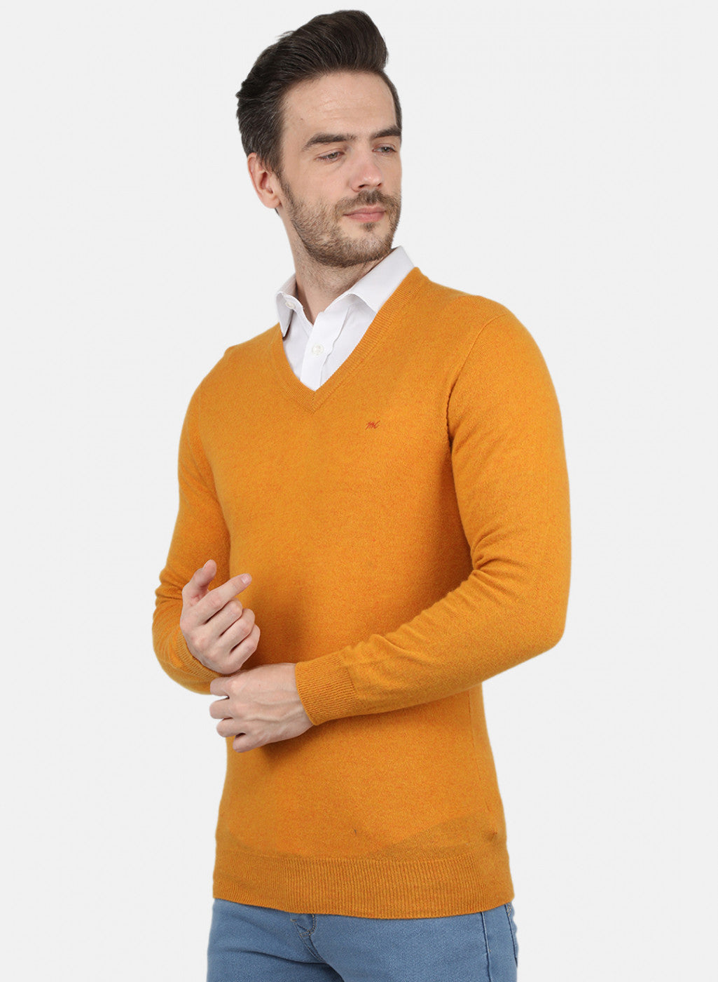 Men Yellow Solid Pullover