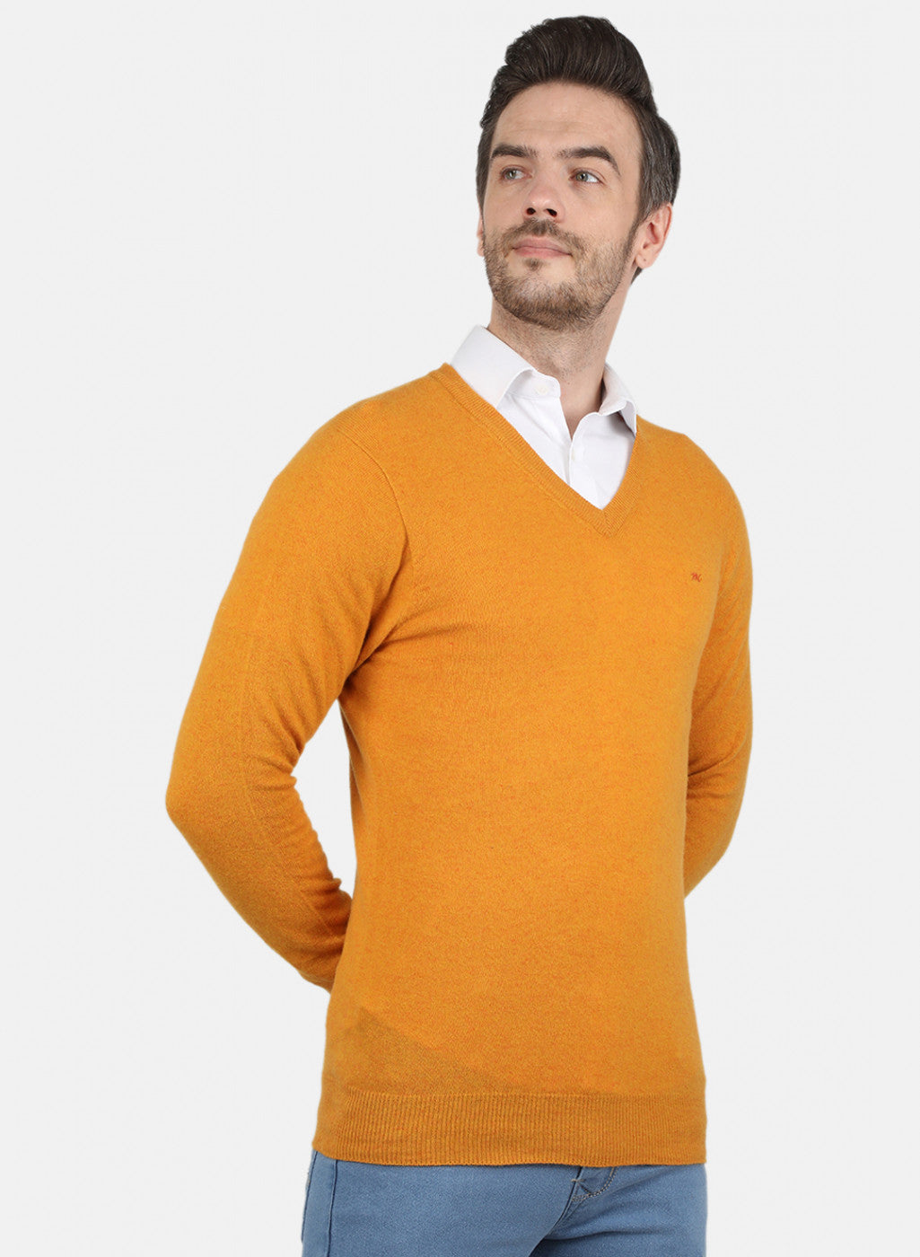 Men Yellow Solid Pullover