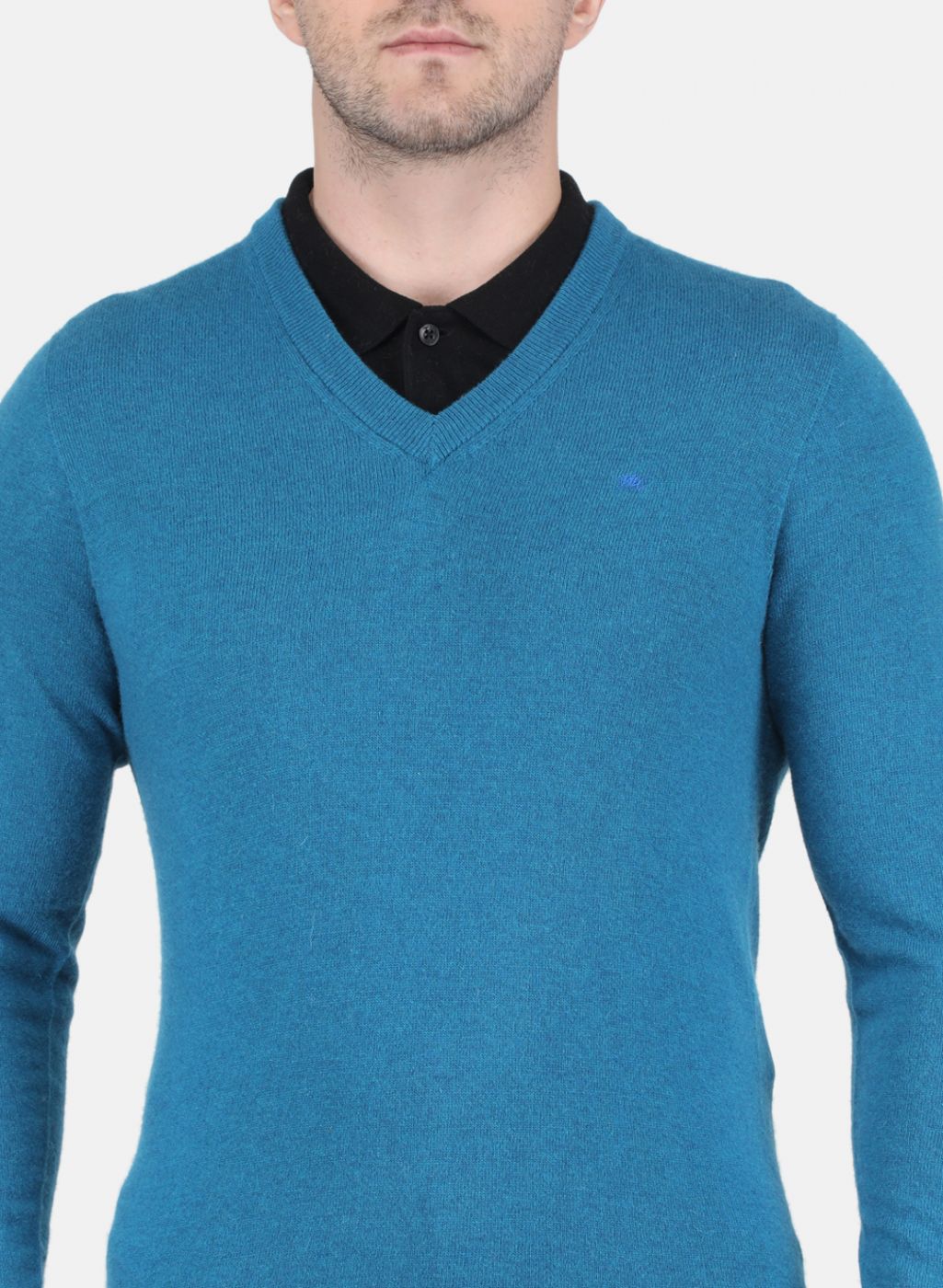 Men Blue Solid Pullover