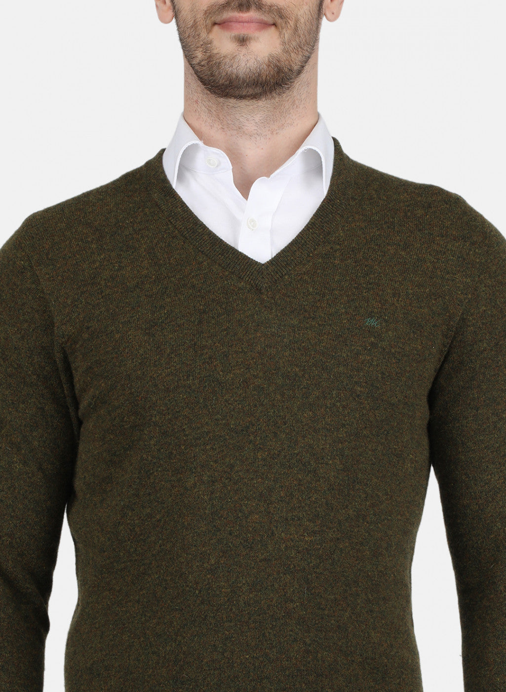 Men Olive Solid Pullover