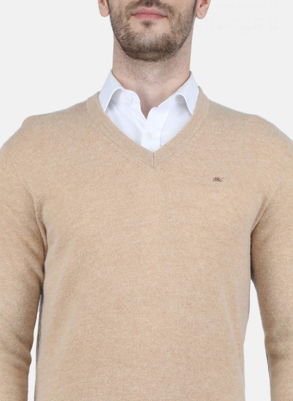 Men Beige Solid Pullover