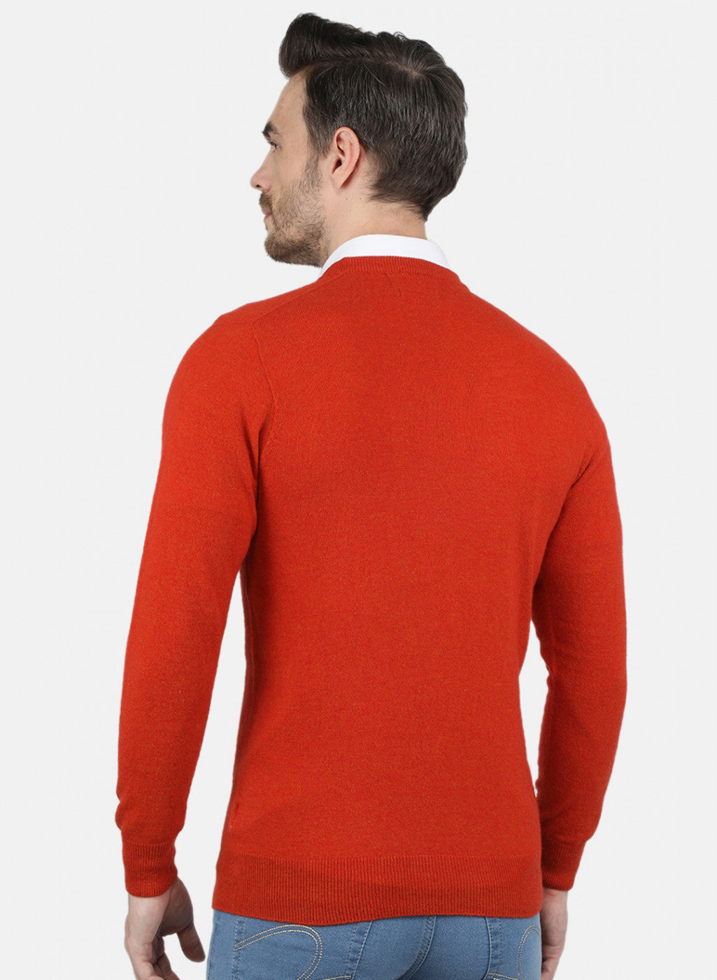 Men Orange Solid Pullover