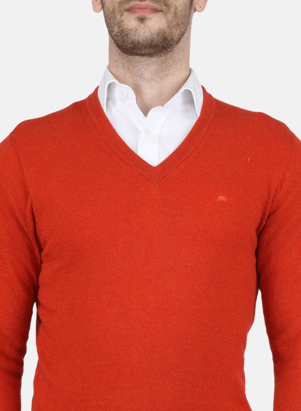 Men Orange Solid Pullover