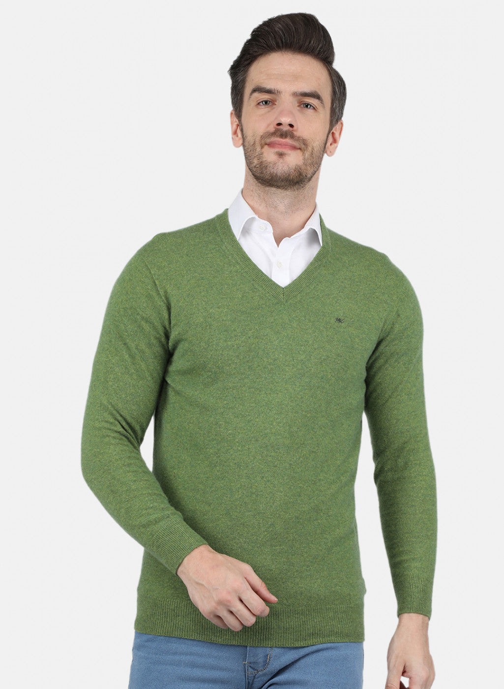 Men Green Solid Pullover