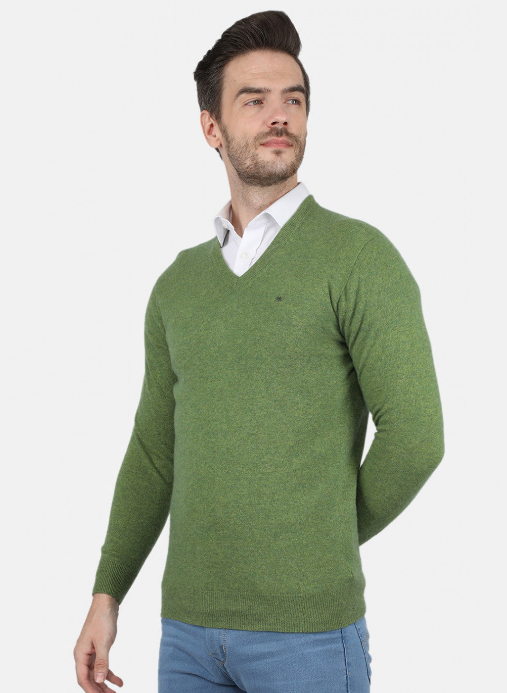 Men Green Solid Pullover