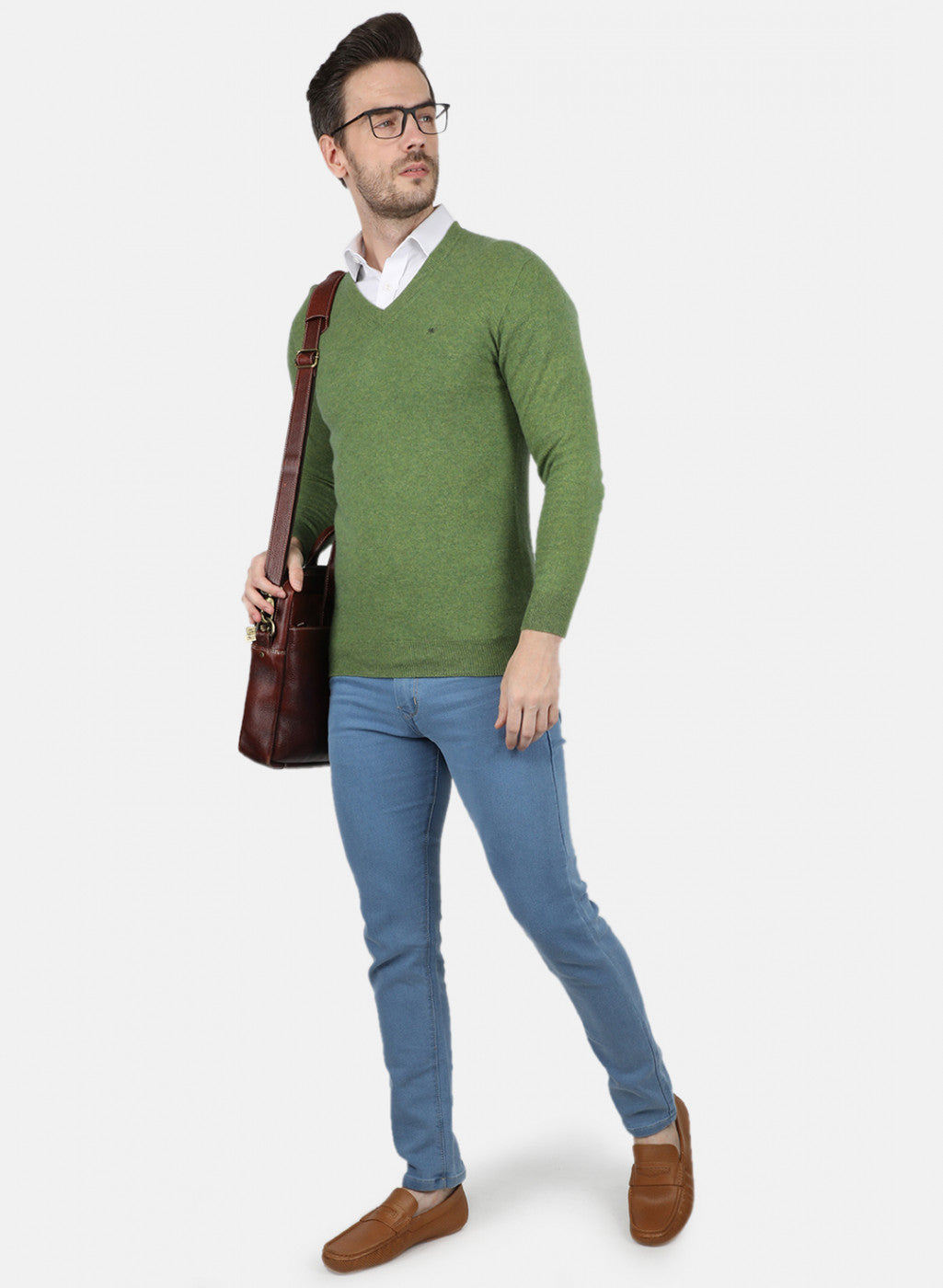 Men Green Solid Pullover