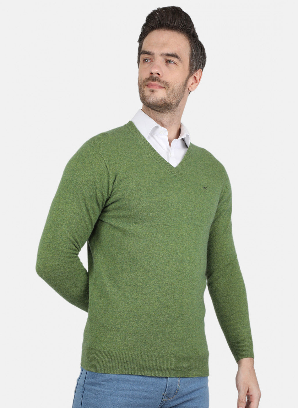 Men Green Solid Pullover