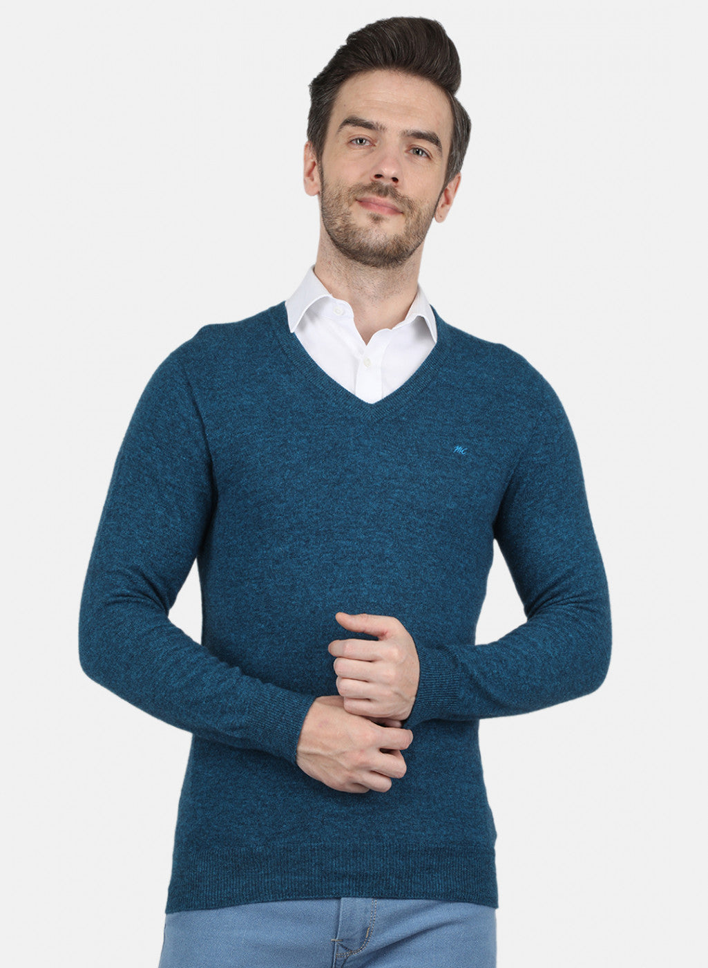 Men Blue Solid Pullover