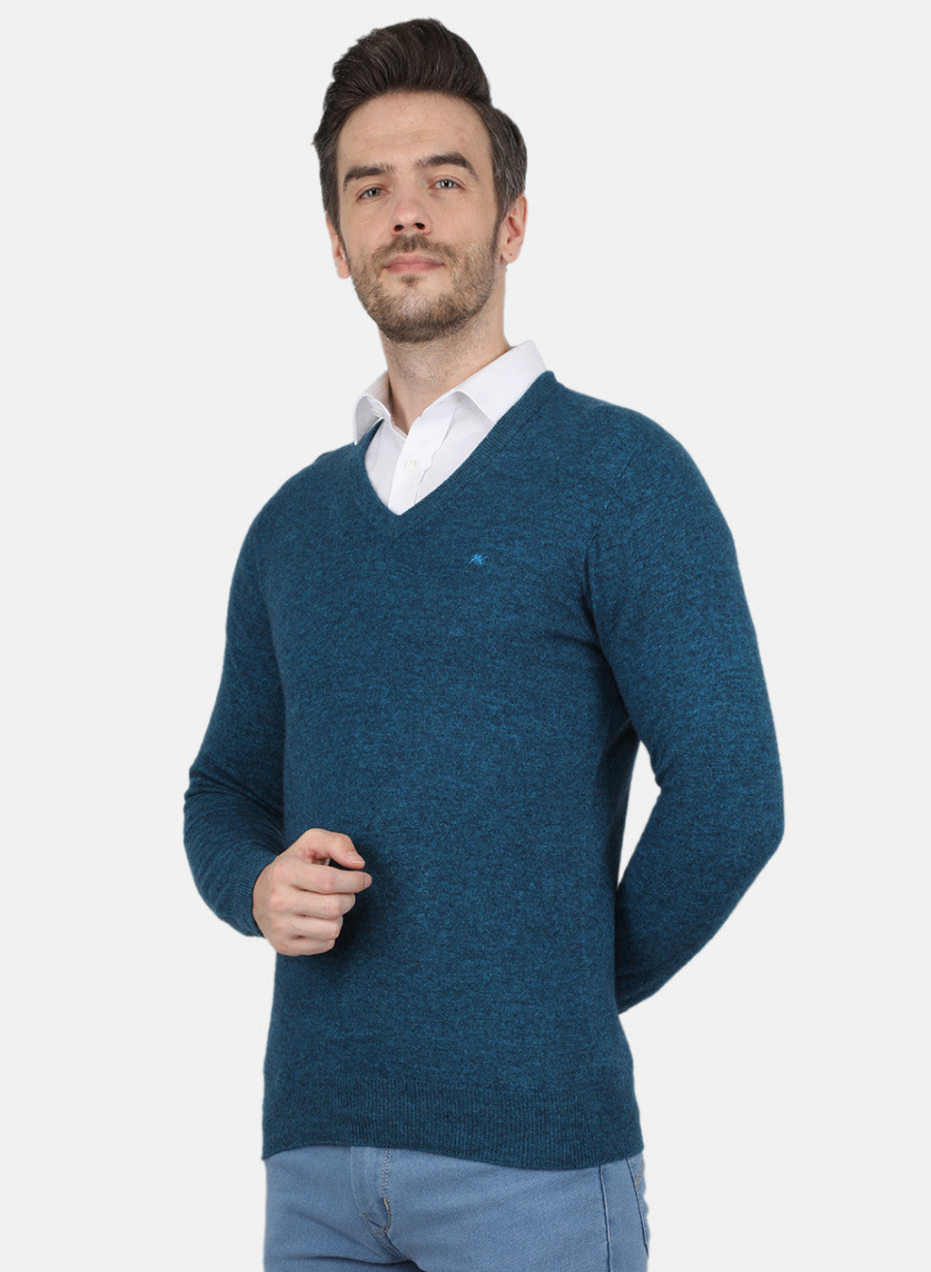 Men Blue Solid Pullover