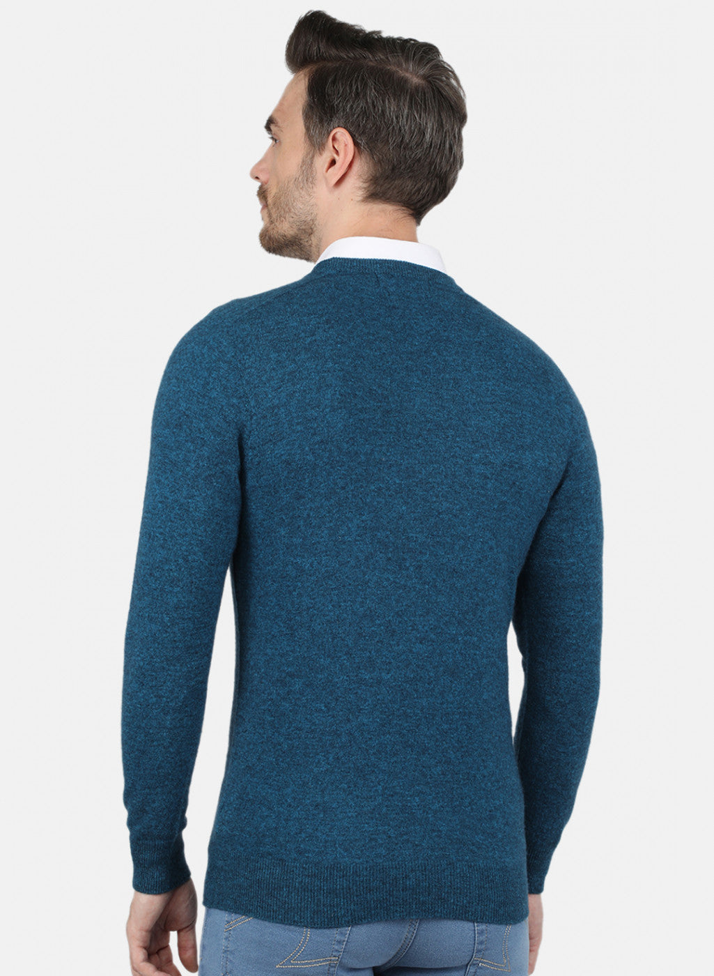 Men Blue Solid Pullover