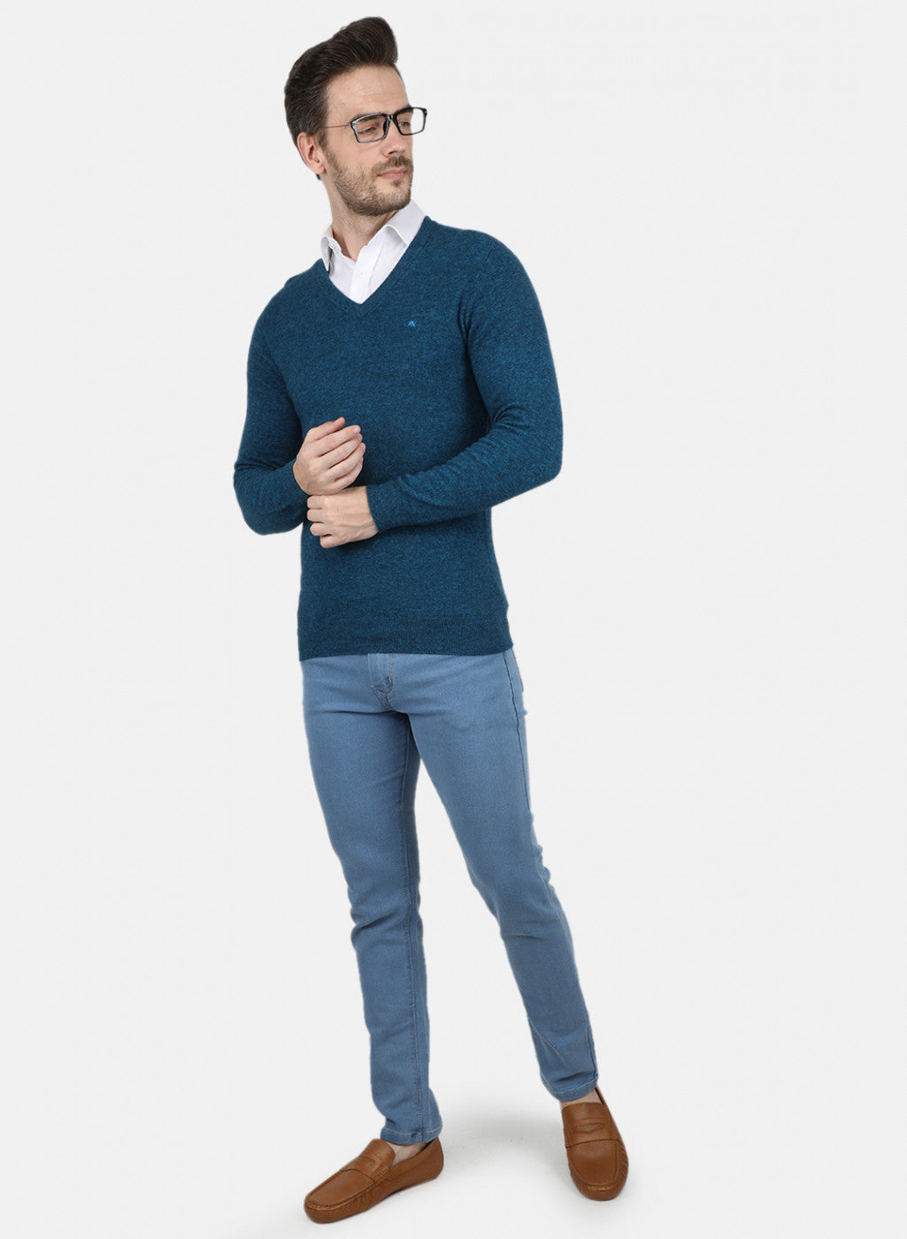 Men Blue Solid Pullover