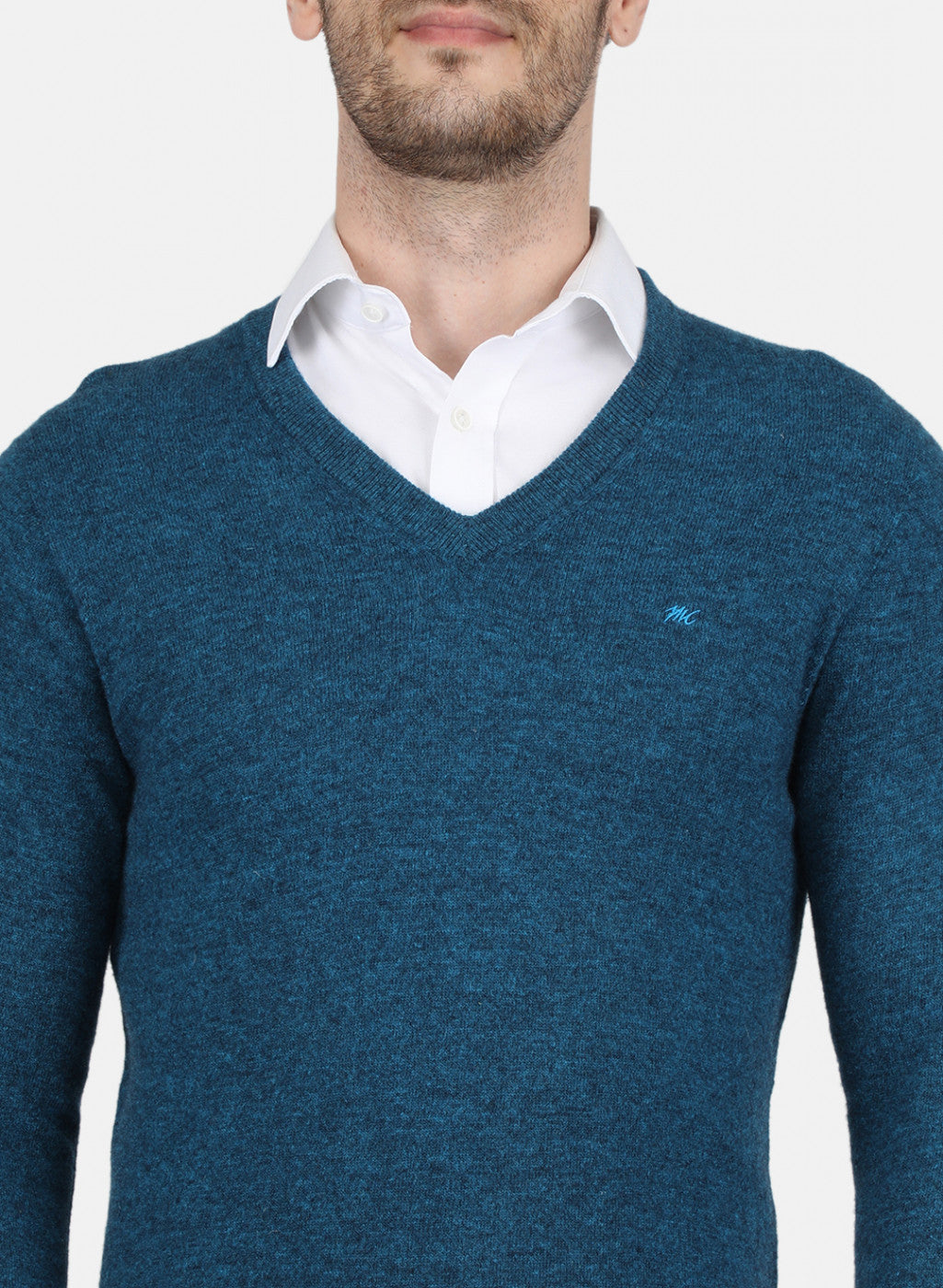 Men Blue Solid Pullover