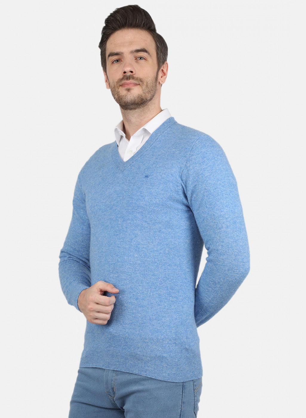 Men Blue Solid Pullover