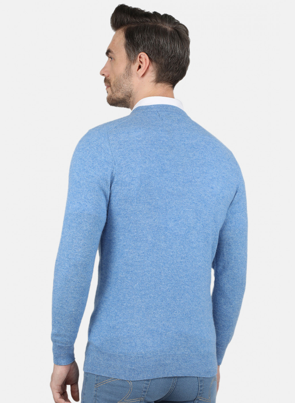 Men Blue Solid Pullover