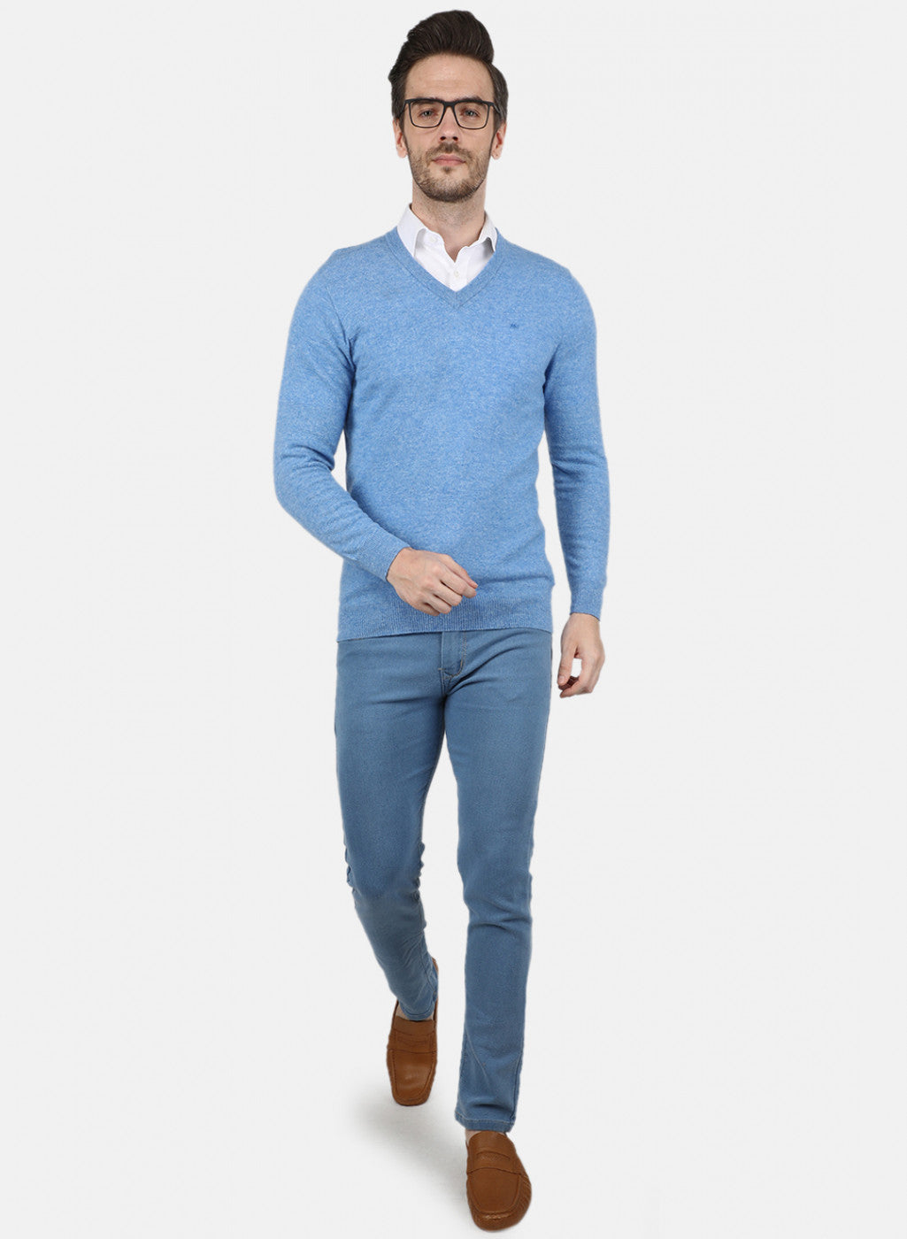 Men Blue Solid Pullover