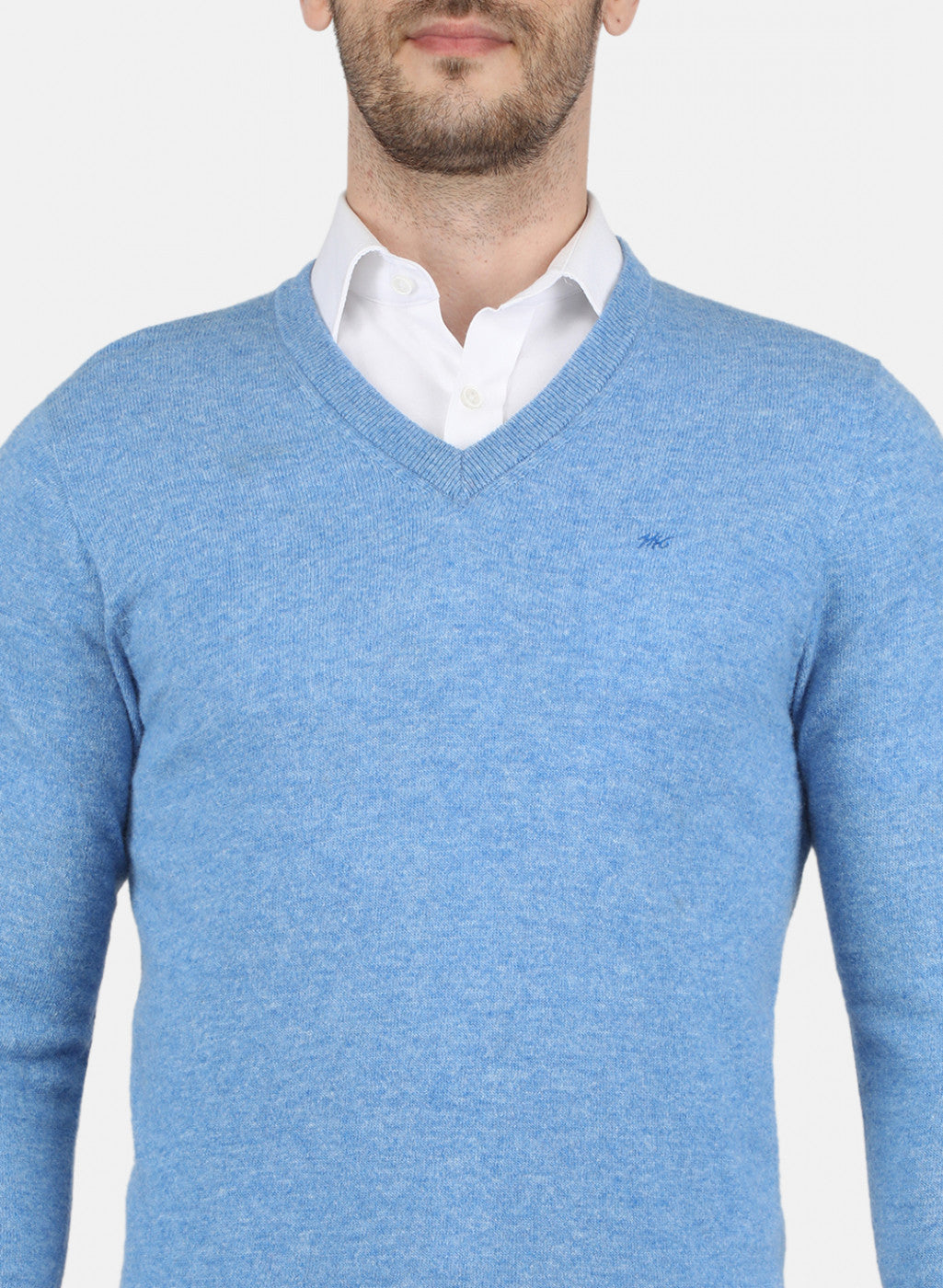 Men Blue Solid Pullover