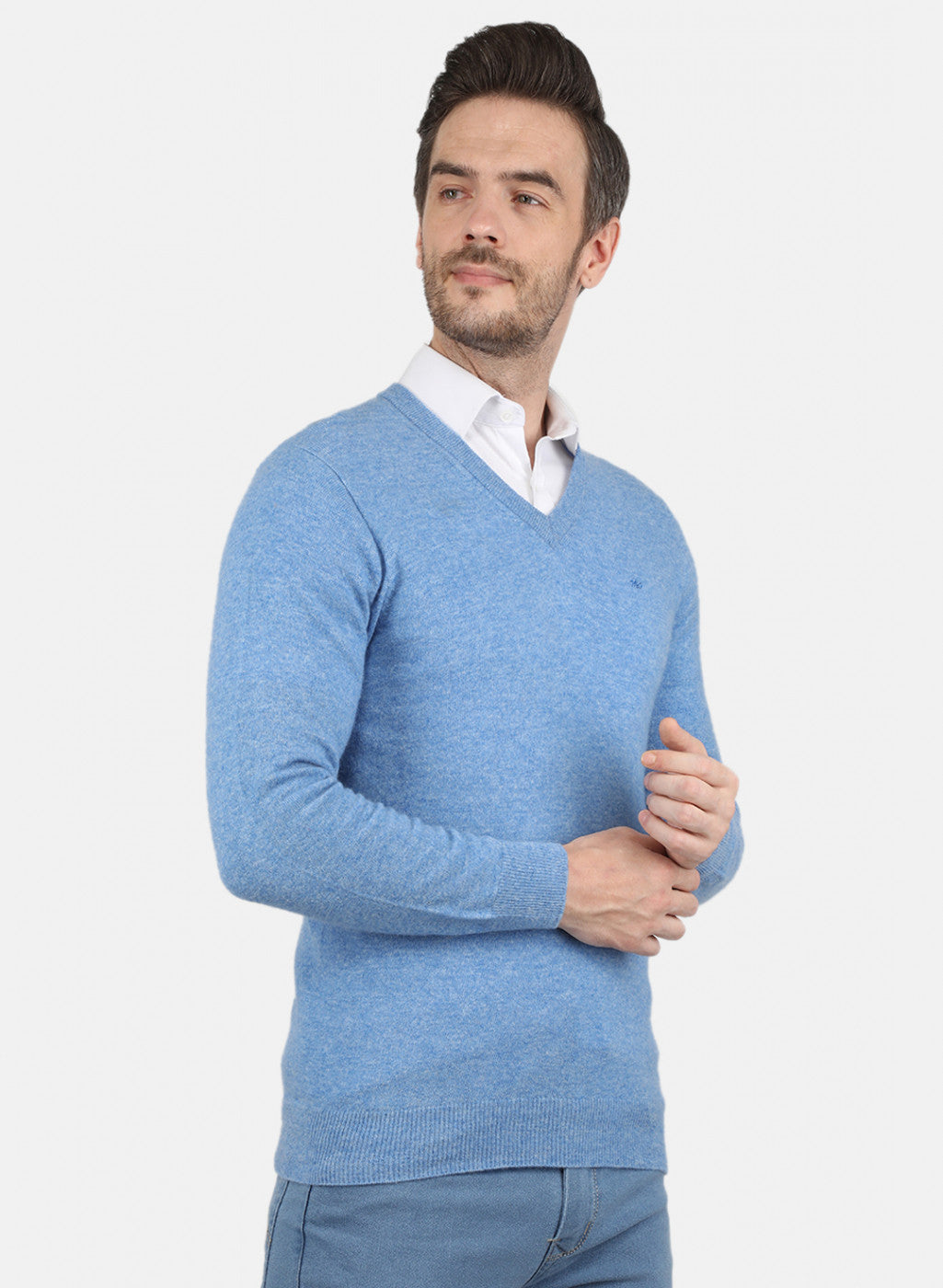 Men Blue Solid Pullover