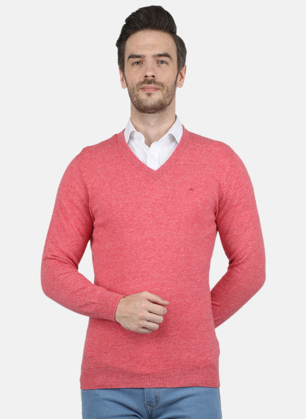 Men Pink Solid Pullover