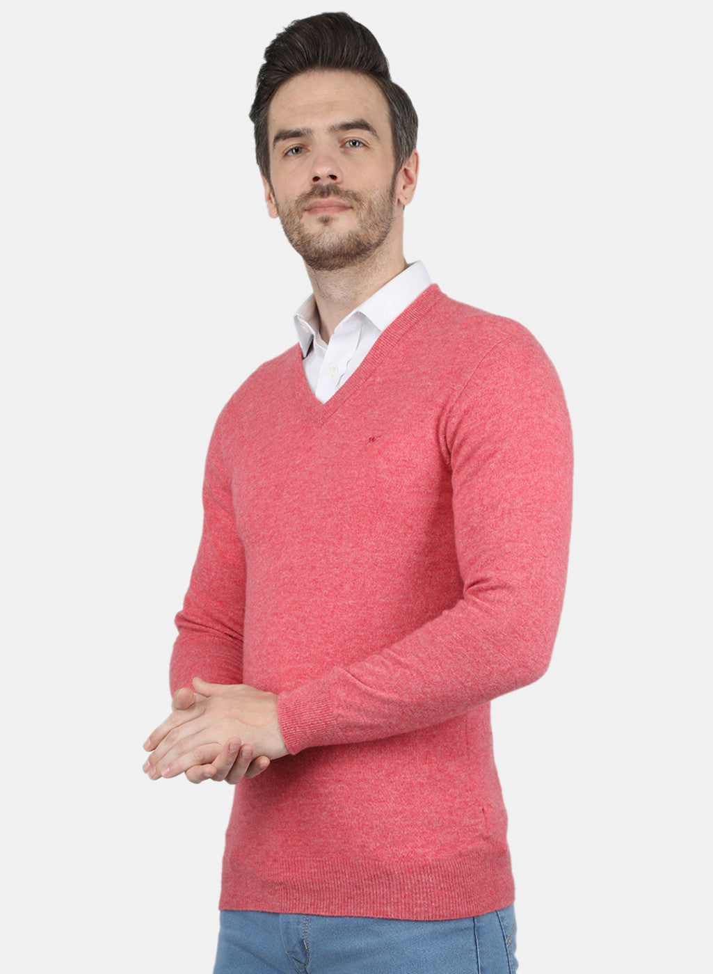 Men Pink Solid Pullover