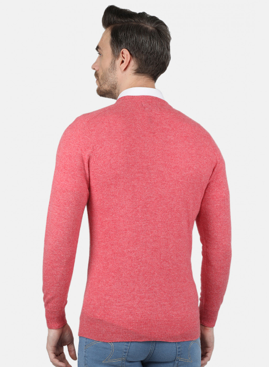 Men Pink Solid Pullover