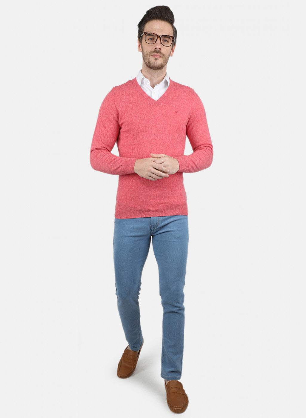 Men Pink Solid Pullover