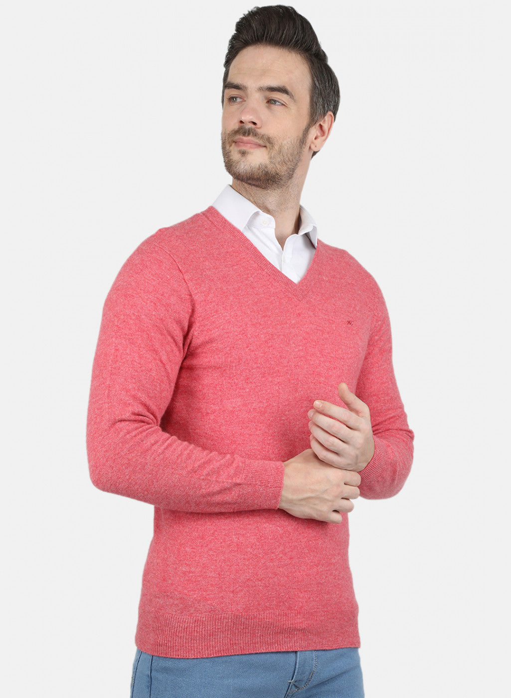 Men Pink Solid Pullover