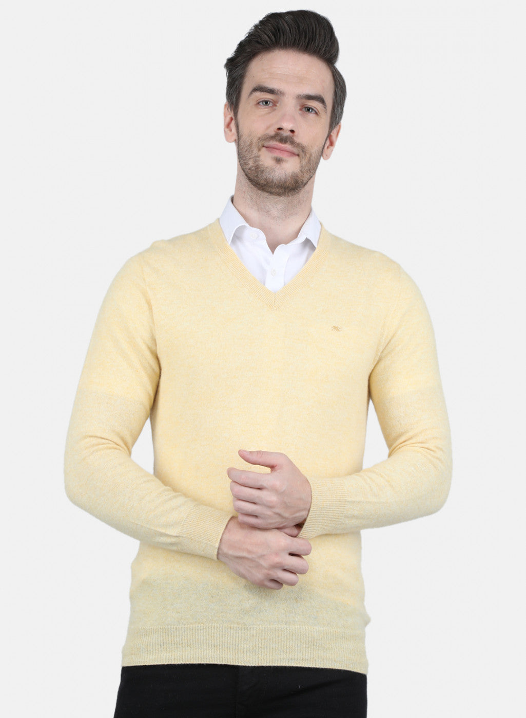 Men Beige Solid Pullover