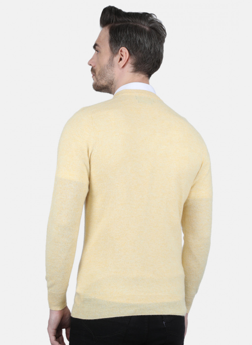 Men Beige Solid Pullover