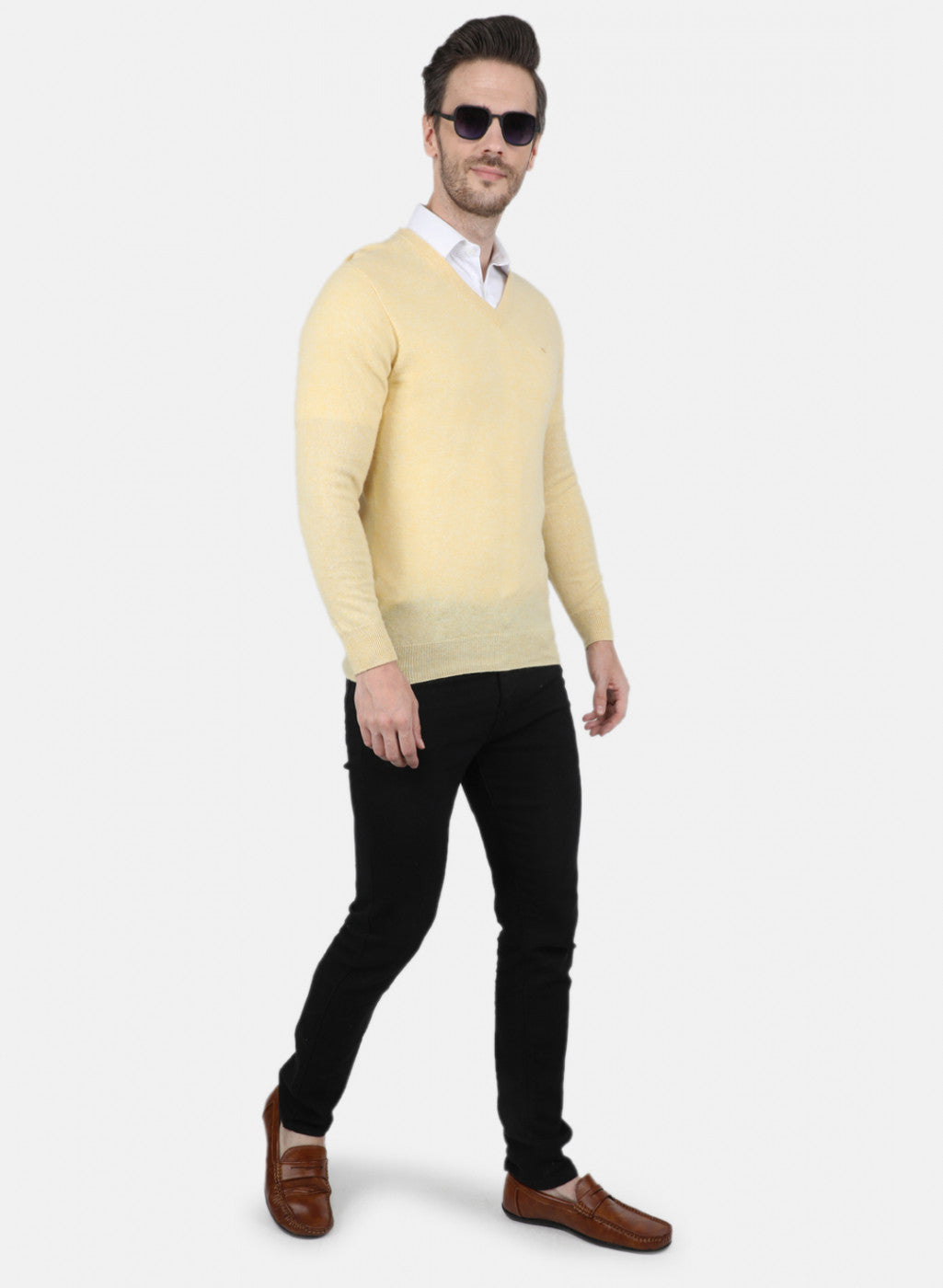 Men Beige Solid Pullover