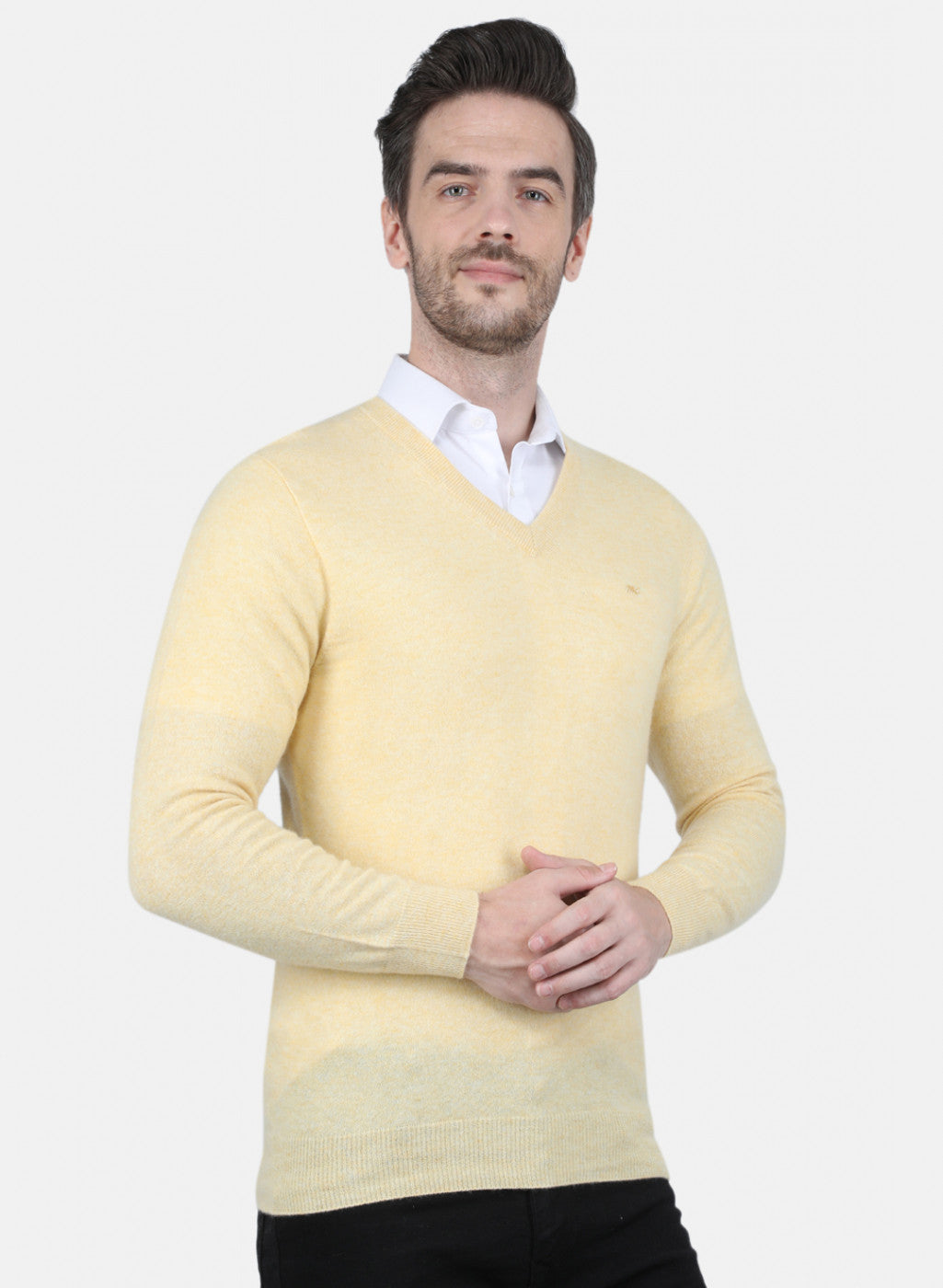 Men Beige Solid Pullover